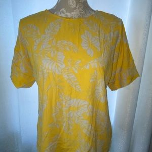 Yellow Leaf Print Blouse